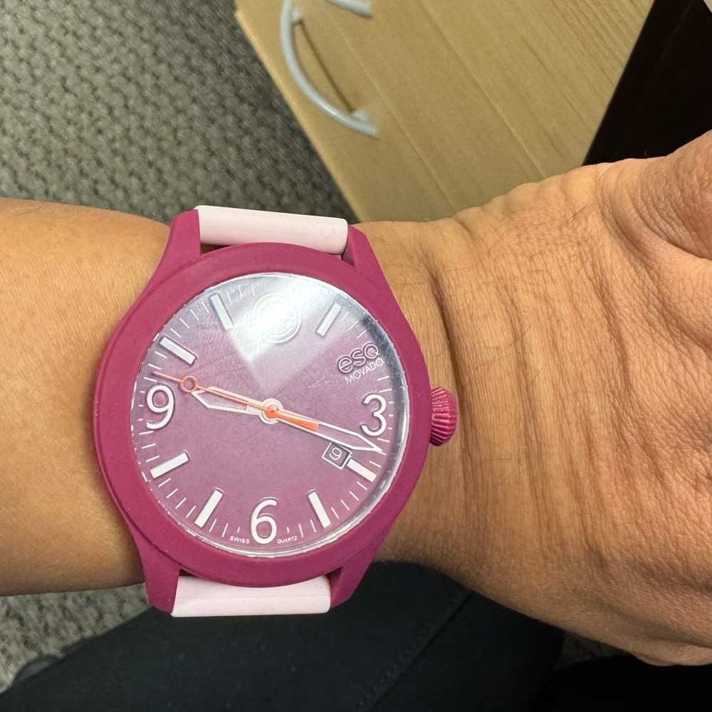 Movado Esq Pink Strap Watch